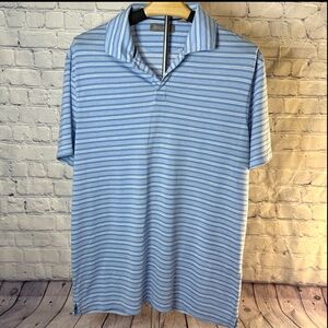 Daniel Cremieux Blue and White Striped Lyocell Polo Shirt